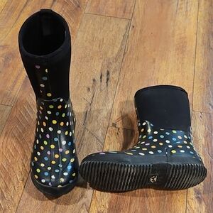 Women's Black Polka Dot Rain Boots